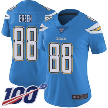 Los Angeles Chargers NFL Football Virgil Green Electric Blue Jersey Women Limited #88 Alternate 100th Season Vapor Untouchable->women nfl jersey->Women Jersey